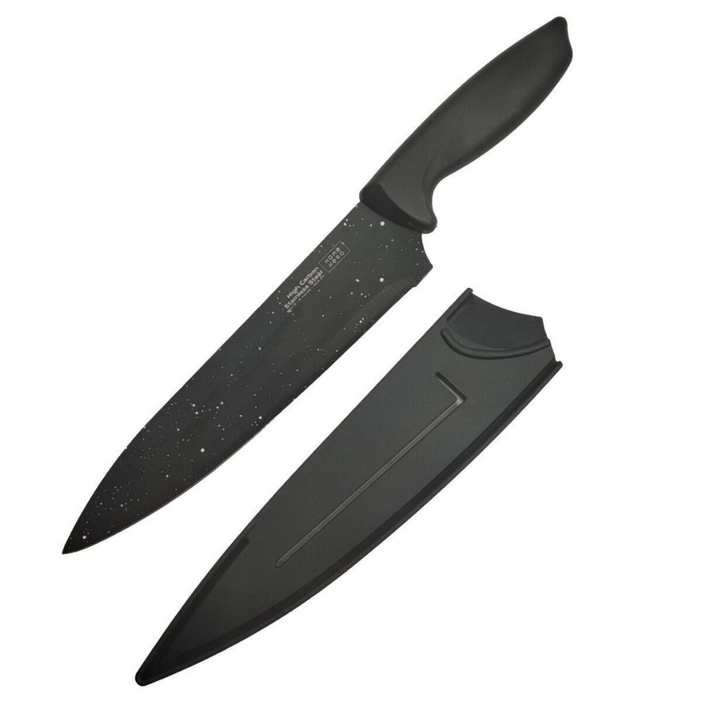 Home Hero 8-Inch Black Granite Chef Knife High Carbon Stainless Steel W/ Sheath